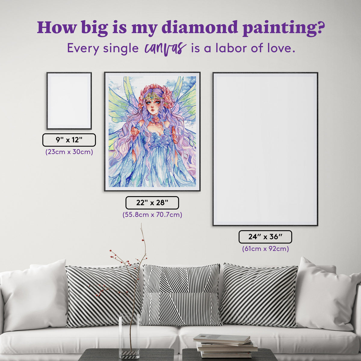 Diamond Painting Ainefel 22" x 28" (55.8cm x 70.7cm) / Square with 57 Colors including 3 ABs and 3 Fairy Dust Diamonds / 63,616