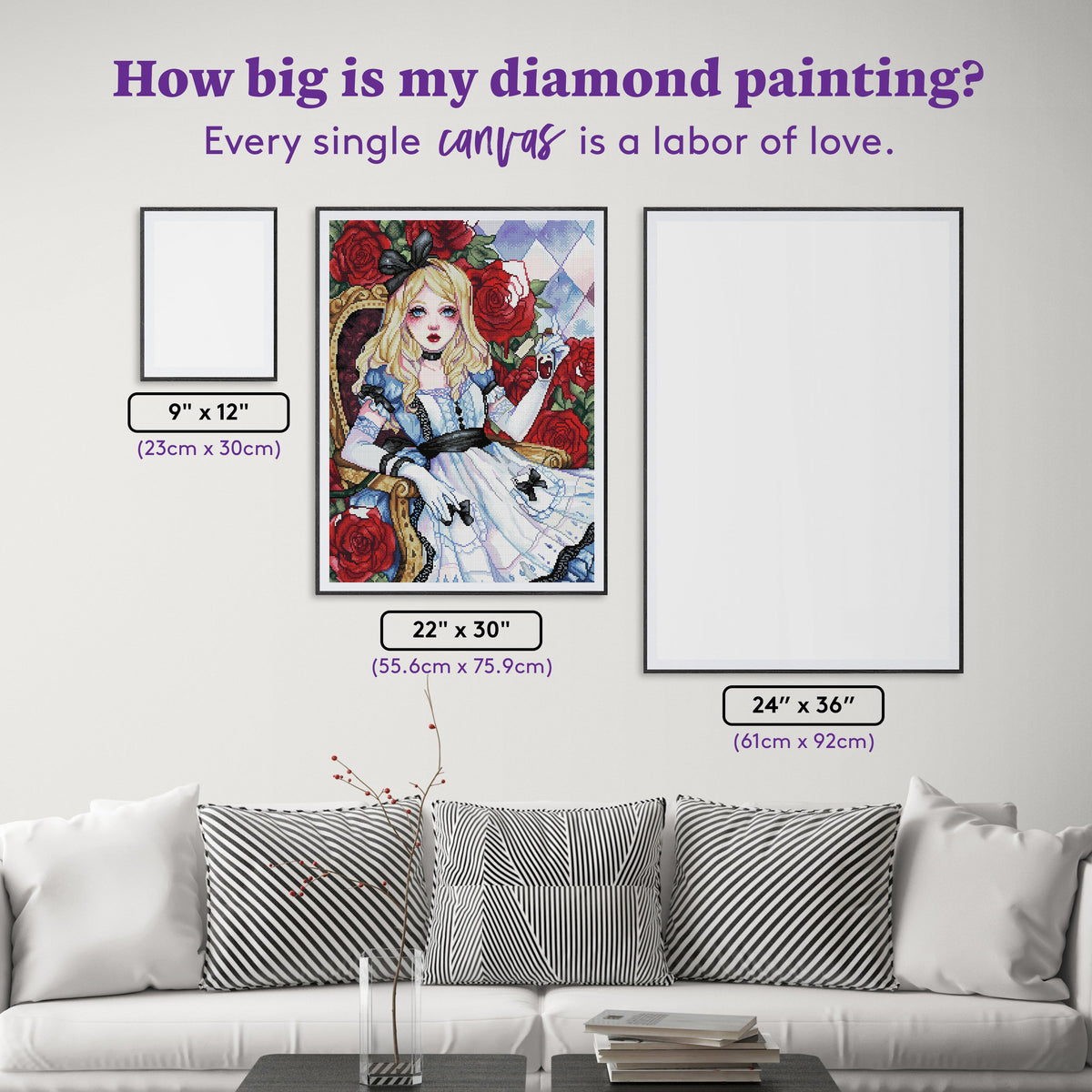 Diamond Painting Alice and Roses 22" x 30" (55.6cm x 75.9cm) / Round with 64 Colors including 2 ABs and 4 Fairy Dust Diamonds / 55,752
