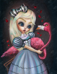 Diamond Painting Alice and the Flamingo 17" x 22" (42.8cm x 55.8cm) / Square with 57 Colors including 2 ABs and 1 Fariy Dust Diamonds / 38,528