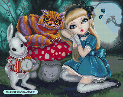 Diamond Painting Alice in Wonderland 28" x 22" (70.7cm x 55.8cm) / Square with 65 Colors including 4 ABs and 2 Fairy Dust Diamonds / 63,616