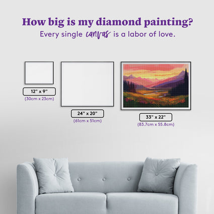 Diamond Painting Alpine Meadow 33" x 22" (83.7cm x 55.8cm) / Square with 62 Colors including 4 Fairy Dust Diamonds / 75,264