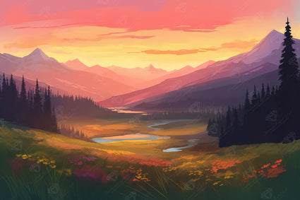 Diamond Painting Alpine Meadow 33" x 22" (83.7cm x 55.8cm) / Square with 62 Colors including 4 Fairy Dust Diamonds / 75,264