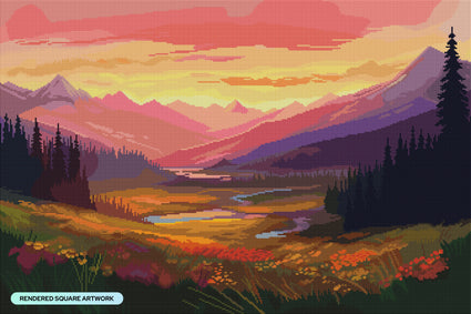 Diamond Painting Alpine Meadow 33" x 22" (83.7cm x 55.8cm) / Square with 62 Colors including 4 Fairy Dust Diamonds / 75,264