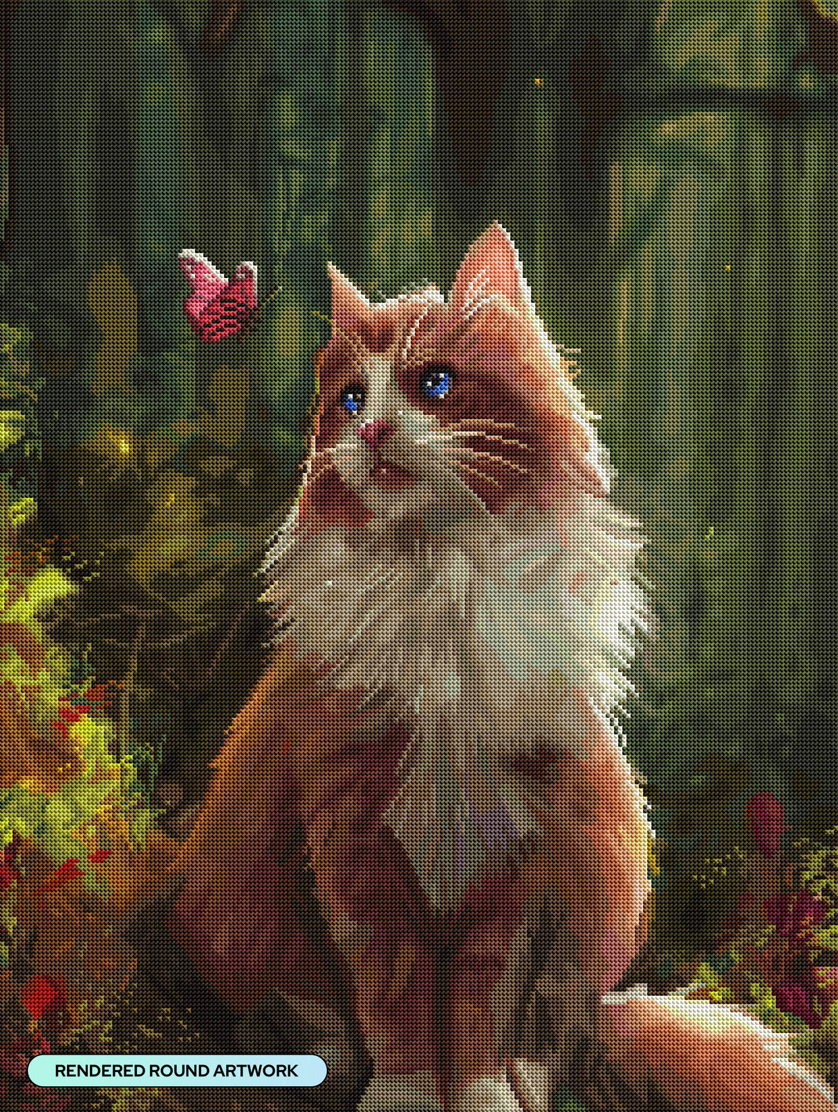 Diamond Painting Amber the Cat 22" x 29" (55.6cm x 73.7cm) / Round With 80 Colors Including 3 ABs and 3 Fairy Dust Diamonds / 54,136