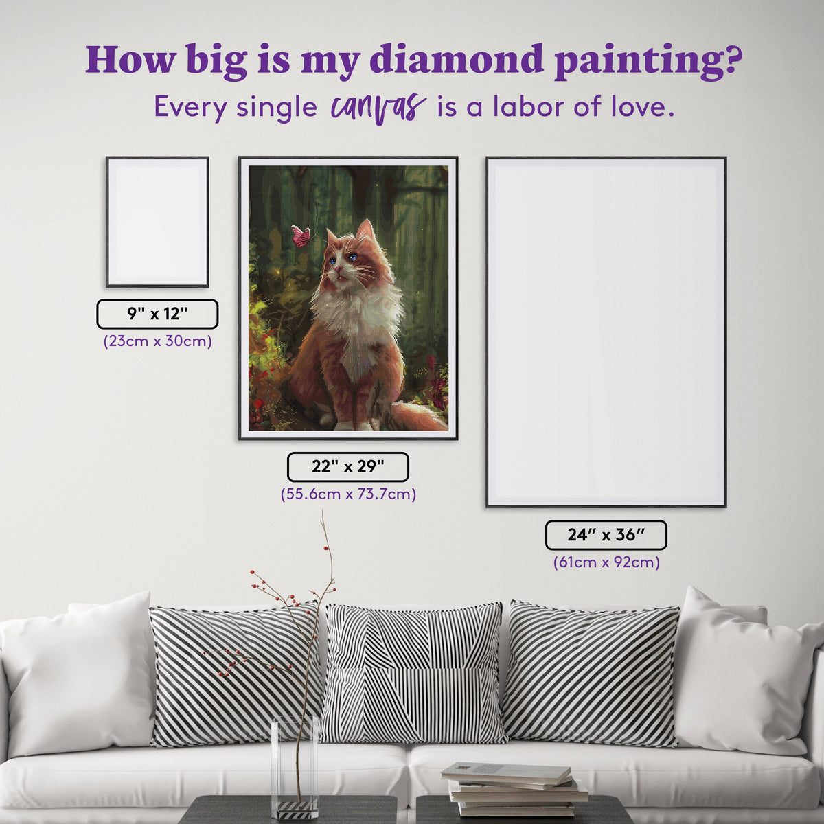Diamond Painting Amber the Cat 22" x 29" (55.6cm x 73.7cm) / Round With 80 Colors Including 3 ABs and 3 Fairy Dust Diamonds / 54,136