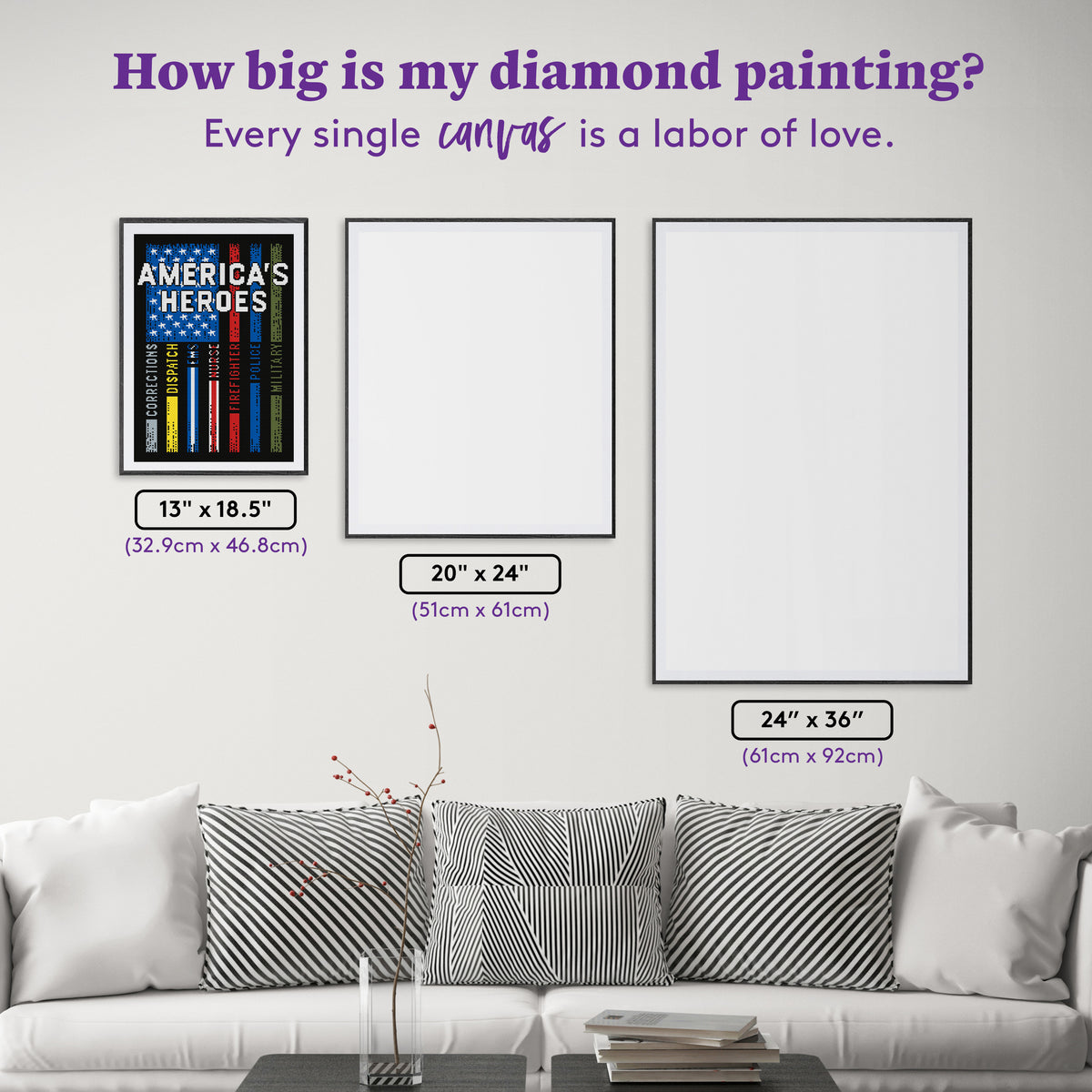 Diamond Painting America's Heroes 13" x 18.5" (32.9cm x 46.8cm) / Square with 7 Colors including 3 ABs and 3 Fairy Dust Diamonds / 24,816