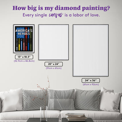 Diamond Painting America's Heroes 13" x 18.5" (32.9cm x 46.8cm) / Square with 7 Colors including 3 ABs and 3 Fairy Dust Diamonds / 24,816