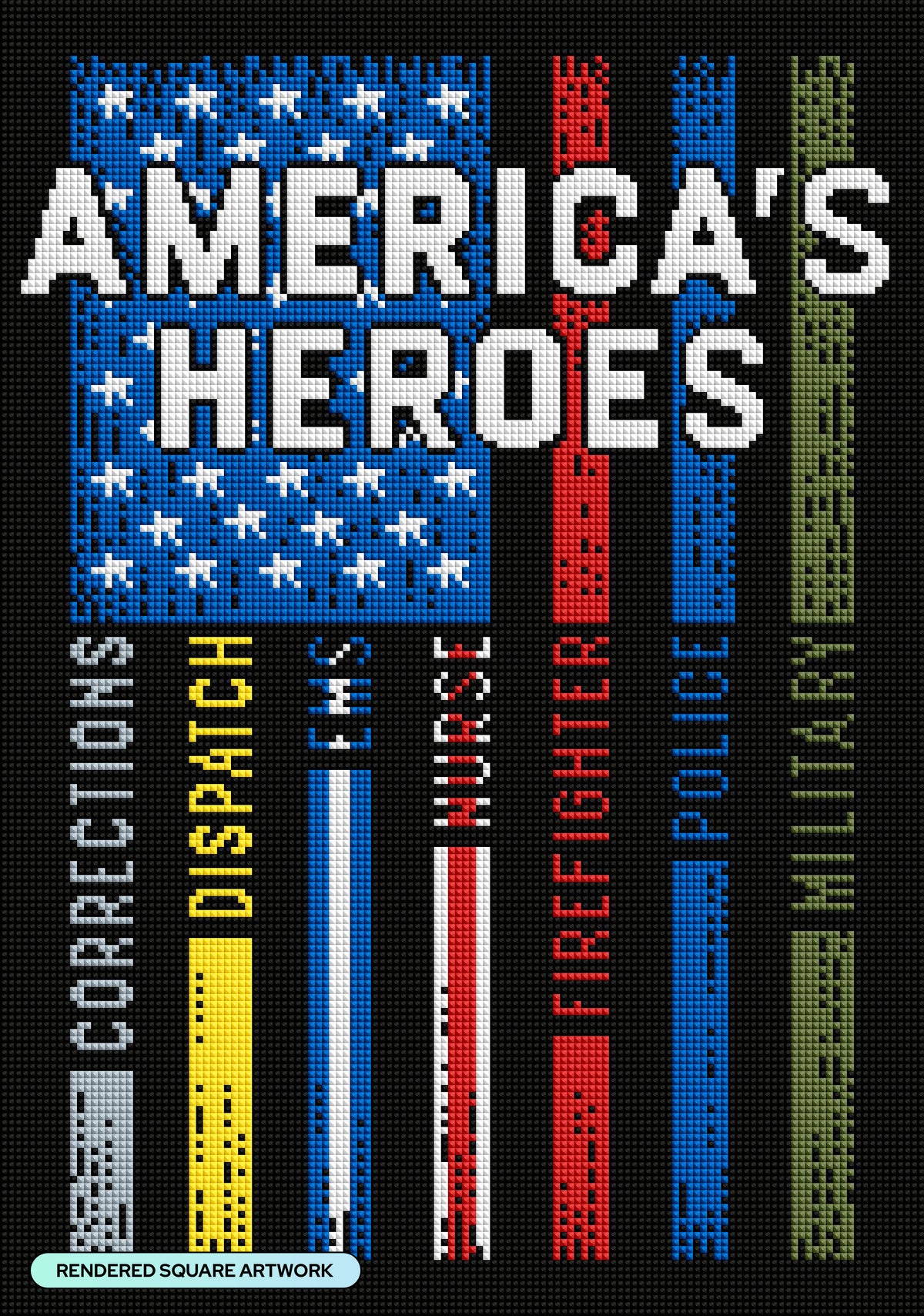 Diamond Painting America's Heroes 13" x 18.5" (32.9cm x 46.8cm) / Square with 7 Colors including 3 ABs and 3 Fairy Dust Diamonds / 24,816