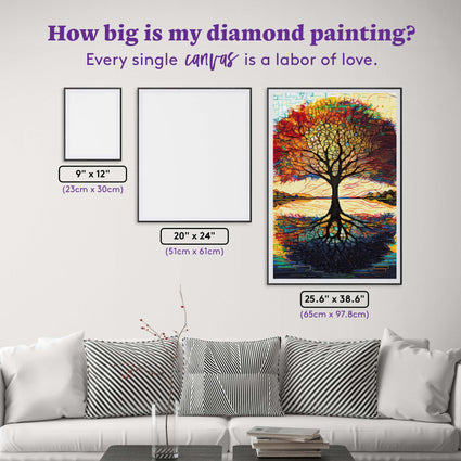 Diamond Painting An Earthly Tree with Branches in Heaven 25.6" x 38.6" (65cm x 97.8cm) / Square with 88 Colors including 2 ABs and 3 Fairy Dust Diamonds / 102,573