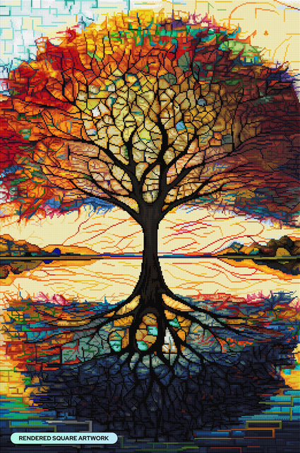 Diamond Painting An Earthly Tree with Branches in Heaven 25.6" x 38.6" (65cm x 97.8cm) / Square with 88 Colors including 2 ABs and 3 Fairy Dust Diamonds / 102,573