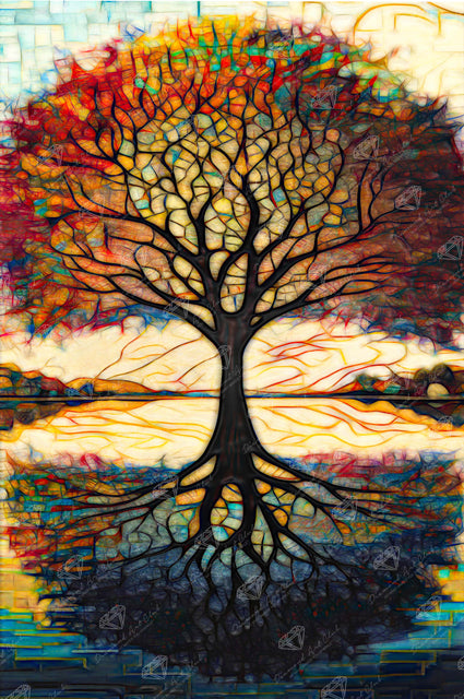 Diamond Painting An Earthly Tree with Branches in Heaven 25.6" x 38.6" (65cm x 97.8cm) / Square with 88 Colors including 2 ABs and 3 Fairy Dust Diamonds / 102,573