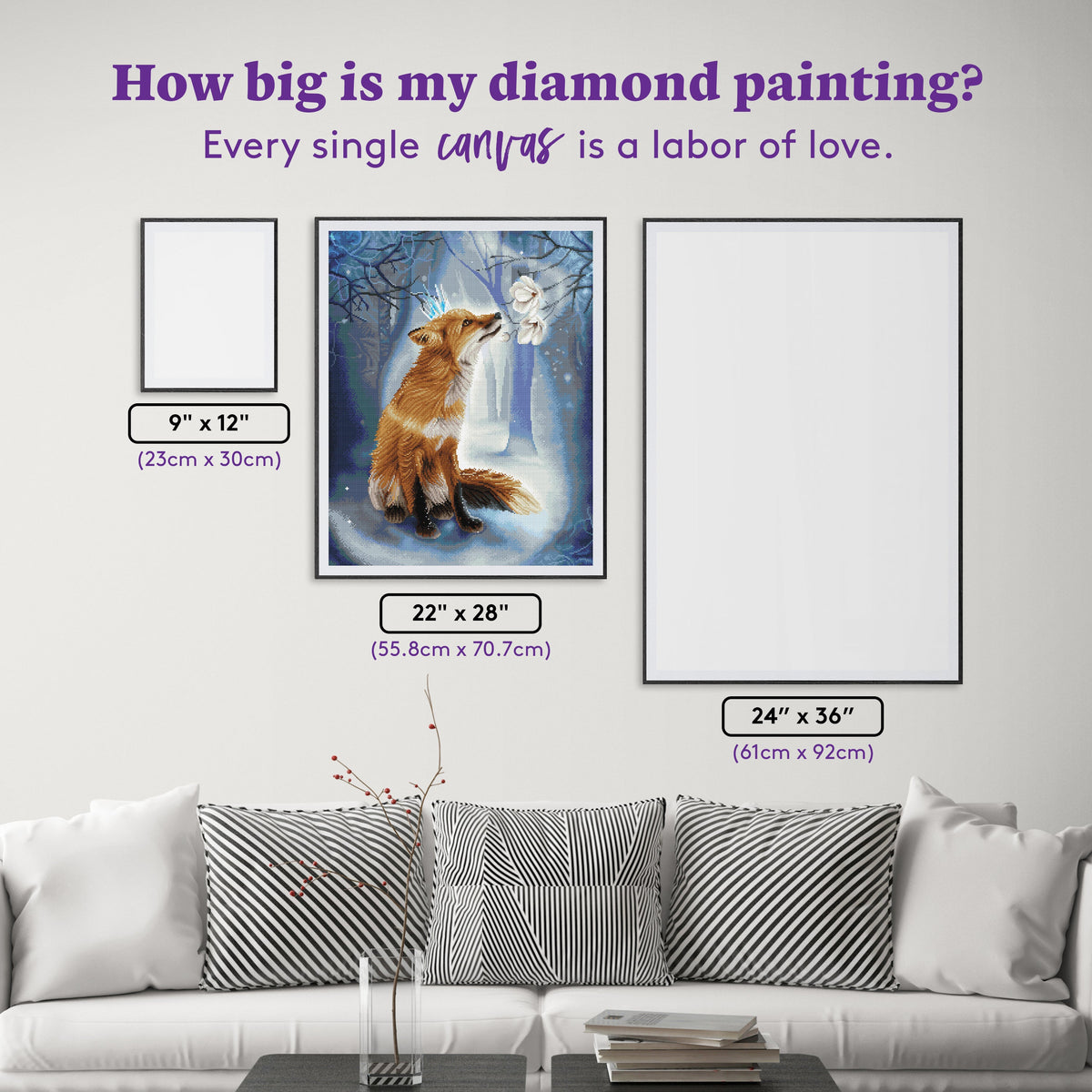 Diamond Painting Ancestral Snow Blossom 22" x 28" (55.8cm x 70.7cm) / Square with 52 Colors including 3 ABs and 3 Fairy Dust Diamonds / 63,616