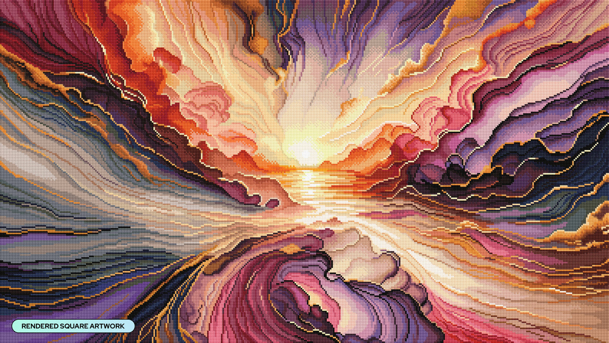 Diamond Painting And the Day Begins 39" x 22" (98.8cm x 55.8cm) / Square with 85 Colors including 2 ABs and 2 Fairy Dust Diamonds / 88,928