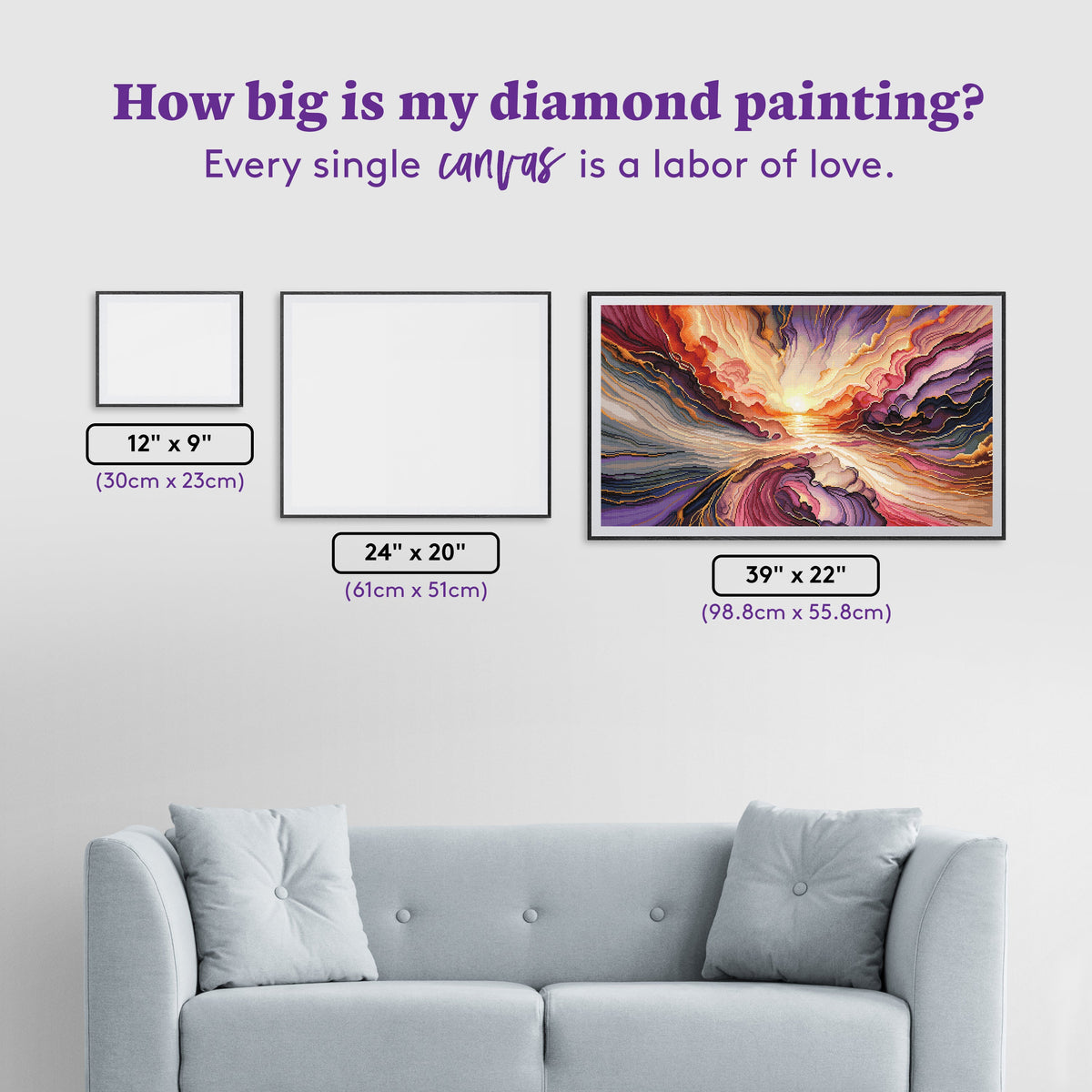 Diamond Painting And the Day Begins 39" x 22" (98.8cm x 55.8cm) / Square with 85 Colors including 2 ABs and 2 Fairy Dust Diamonds / 88,928