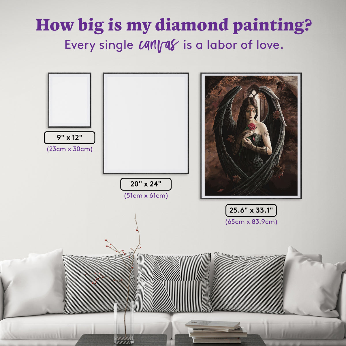 Diamond Painting Angel Rose 25.6" x 33.1" (65cm x 83.9cm) / Square with 71 Colors including 1 Iridescent Diamond and 4 Fairy Dust Diamonds / 87,957