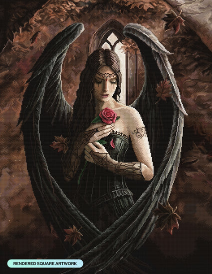 Diamond Painting Angel Rose 25.6" x 33.1" (65cm x 83.9cm) / Square with 71 Colors including 1 Iridescent Diamond and 4 Fairy Dust Diamonds / 87,957