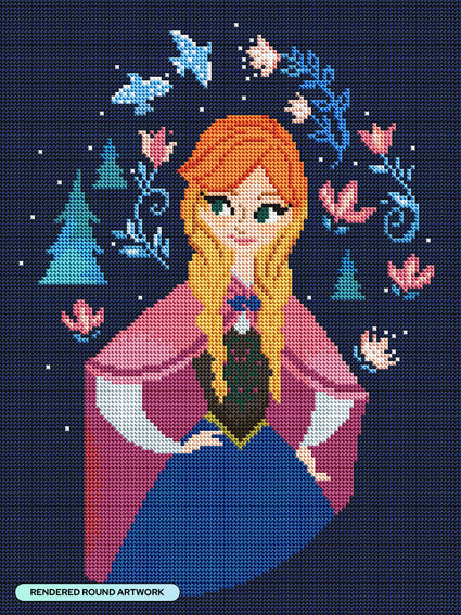 Diamond Painting Anna 13" x 17" (33cm x 44cm) / Round with 31 Colors including 3 Fairy Dust Diamonds / 19,200