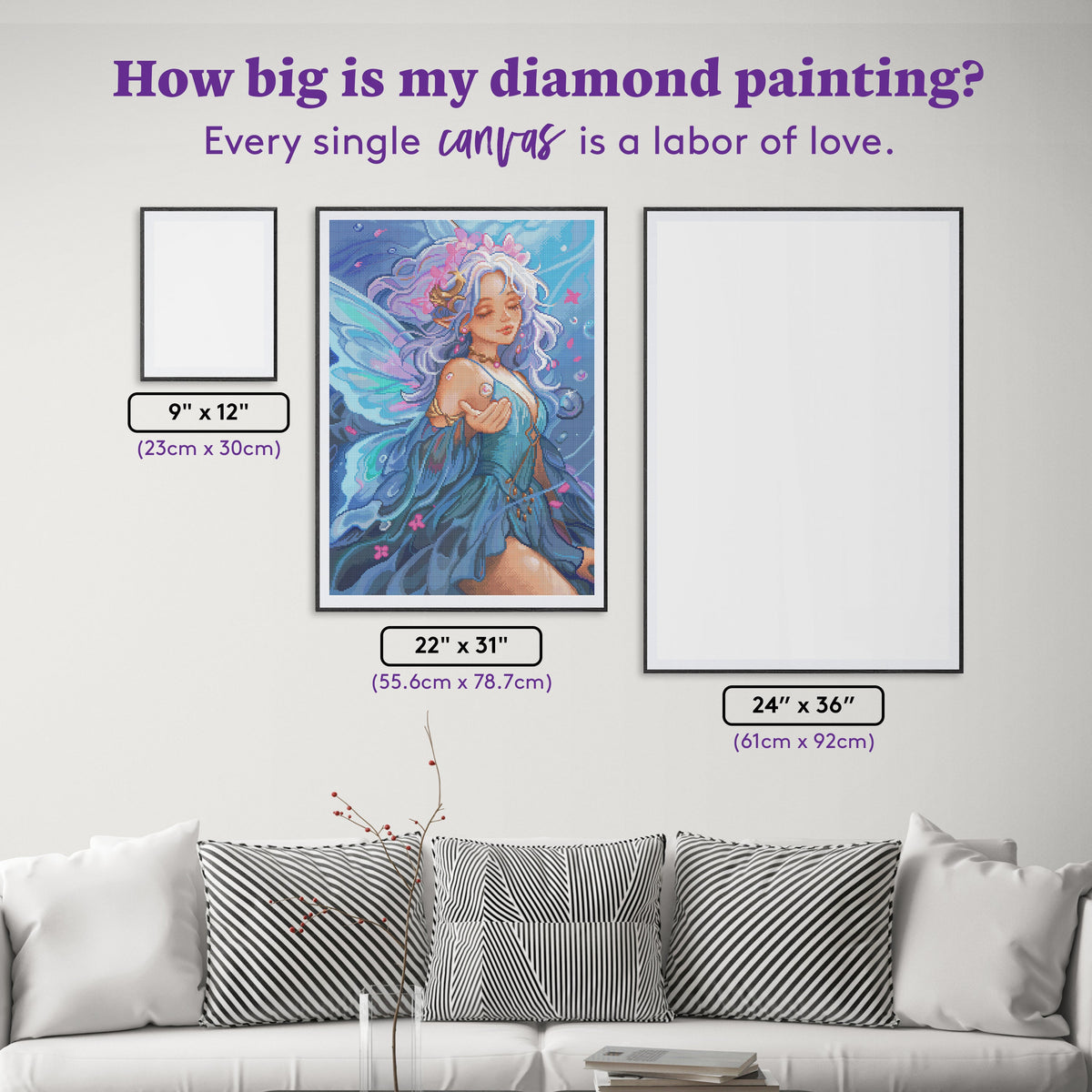 Diamond Painting Aquamarine Fairy 22" x 31" (55.6cm x 78.7cm) / Round With 76 Colors Including 3 ABs and 4 Fairy Dust Diamonds / 57,772