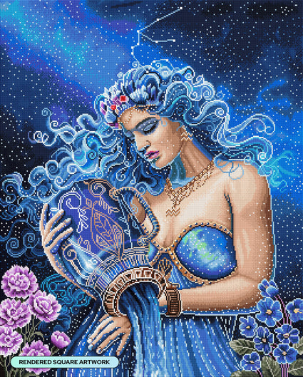 Diamond Painting Aquarius 25.6" x 37.9" (65cm x 81cm) / Square With 66 Colors Including 4 ABs, 1 Electro Diamonds, and 3 Fairy Dust Diamonds / 84,825