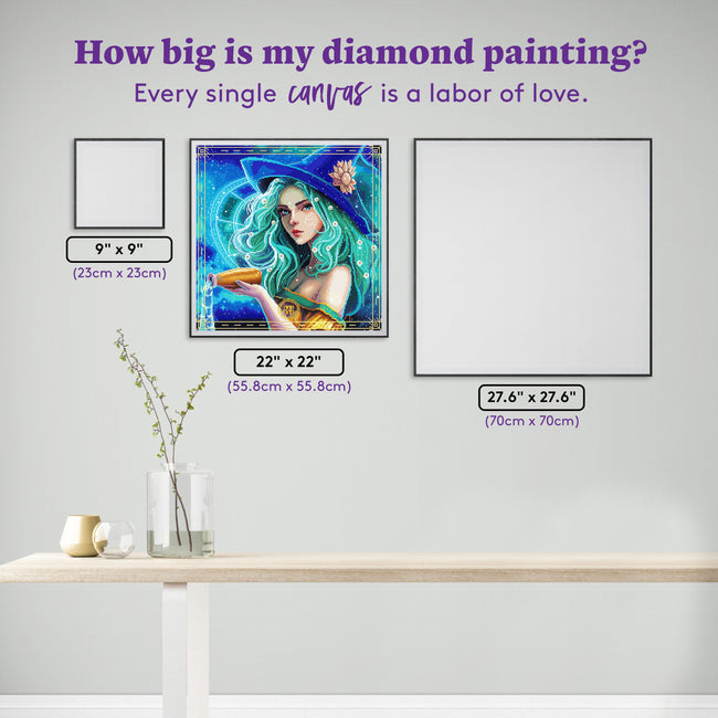 Diamond Painting Aquarius 22" x 22" (55.8cm x 55.8cm) / Square with 68 Colors including 3 ABs, 1 Iridescent Diamonds, and 3 Fairy Dust Diamonds / 50,176