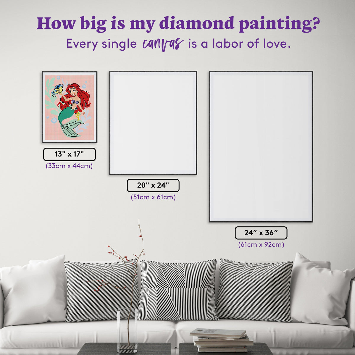 Diamond Painting Ariel - Currently Busy Exploring 13" x 17" (33cm x 44cm) / Round with 16 Colors including 4 Fairy Dust Diamonds / 19,200