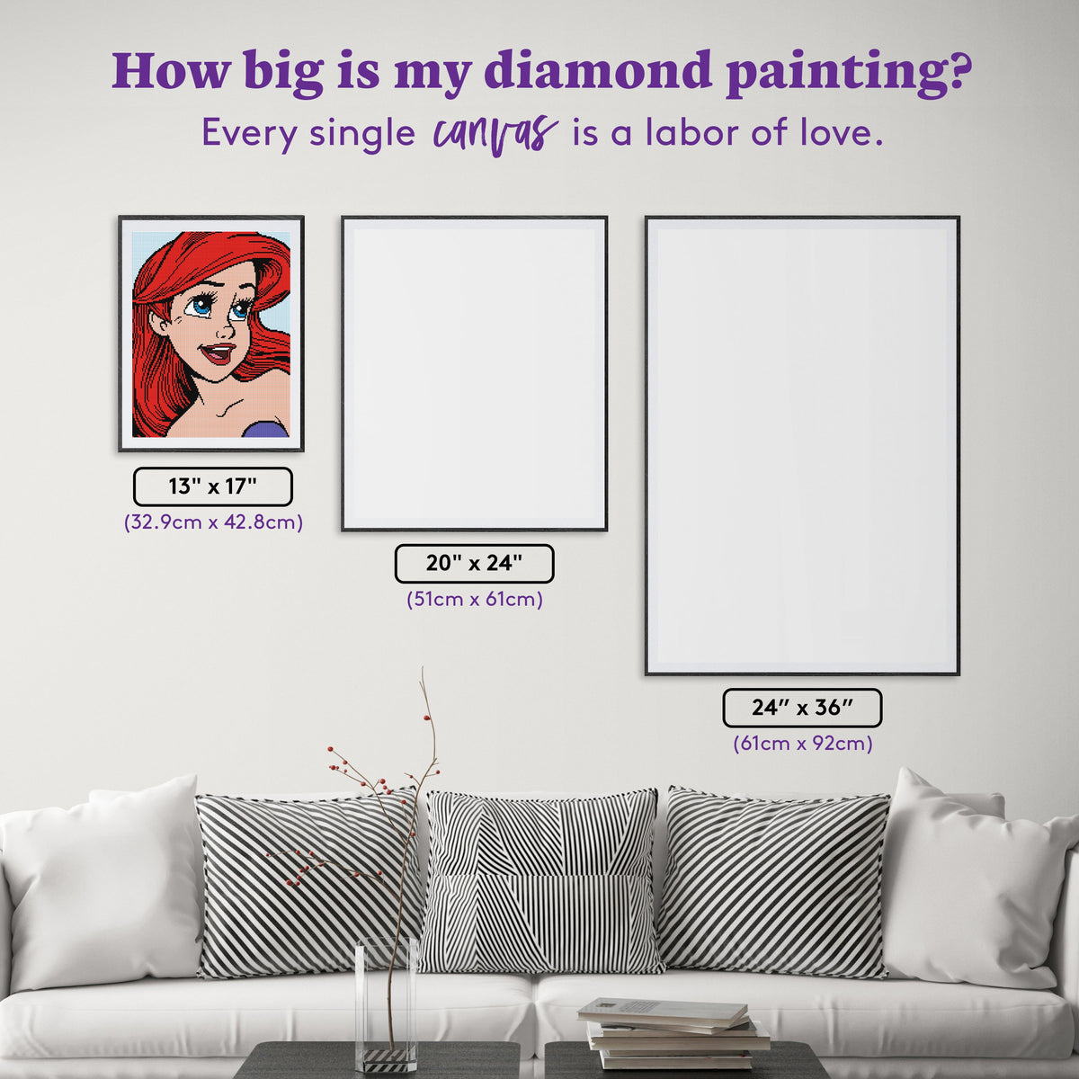Diamond Painting Ariel 13" x 17" (32.9cm x 42.8cm) / Square with 9 Colors including 2 Fairy Dust Diamonds / 22,704