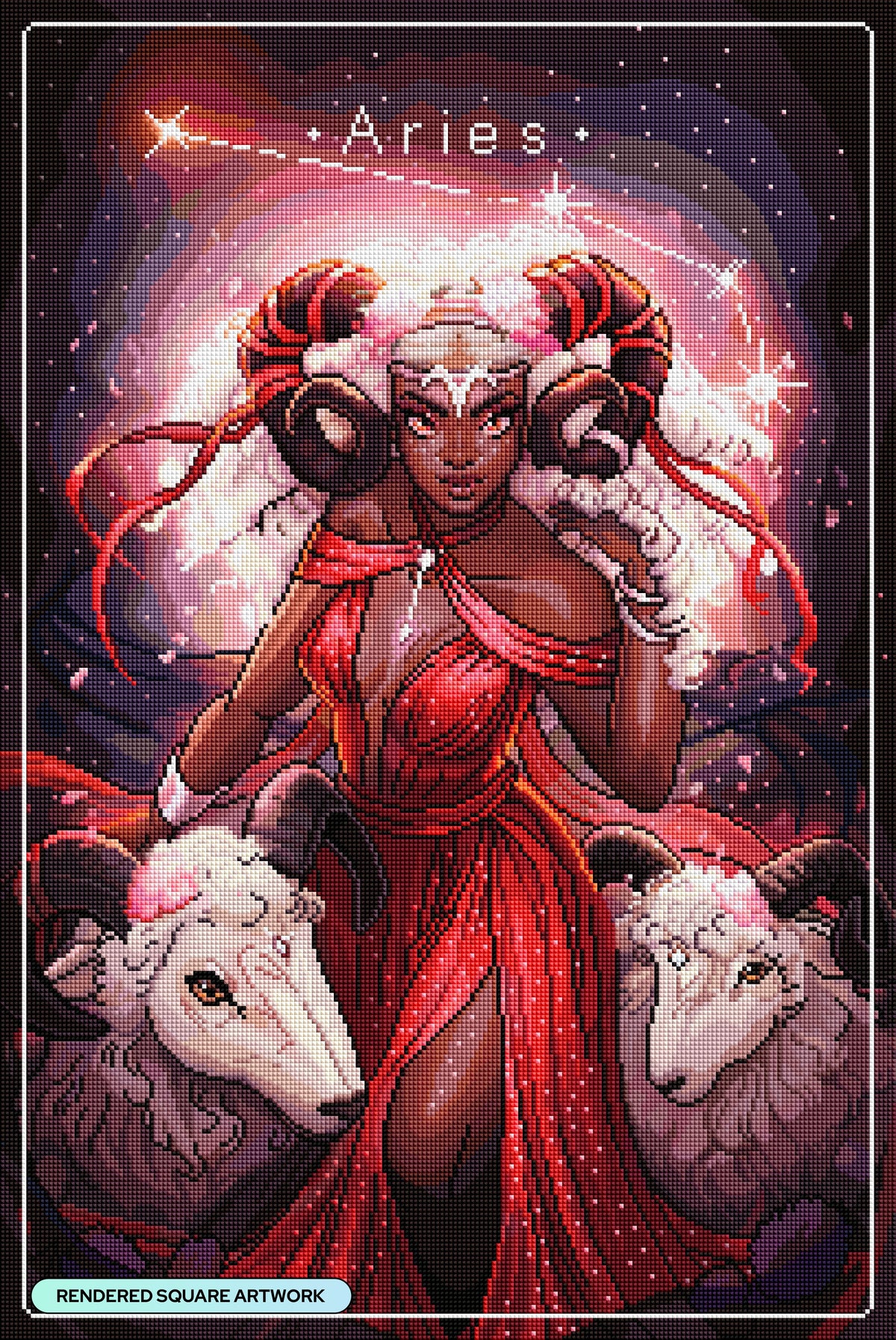 Diamond Painting Aries - CB 20" x 30" (50.8cm x 75.9cm) / Square with 64 Colors including 2 ABs and 1 Iridescent Diamond and 4 Fairy Dust Diamonds / 62,220