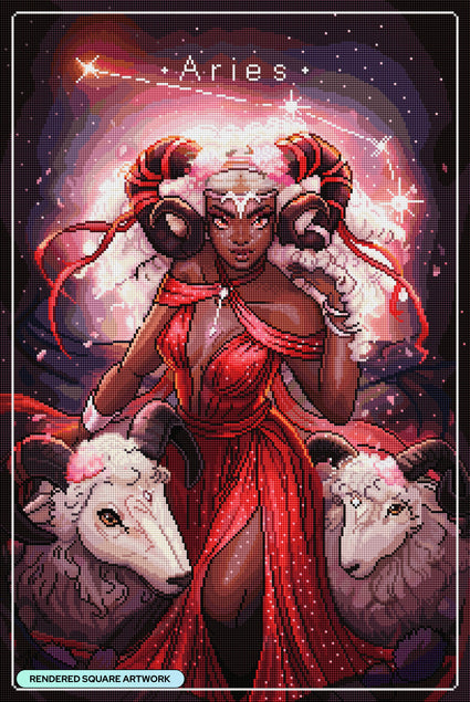Diamond Painting Aries - CB 20" x 30" (50.8cm x 75.9cm) / Square with 64 Colors including 2 ABs and 1 Iridescent Diamond and 4 Fairy Dust Diamonds / 62,220