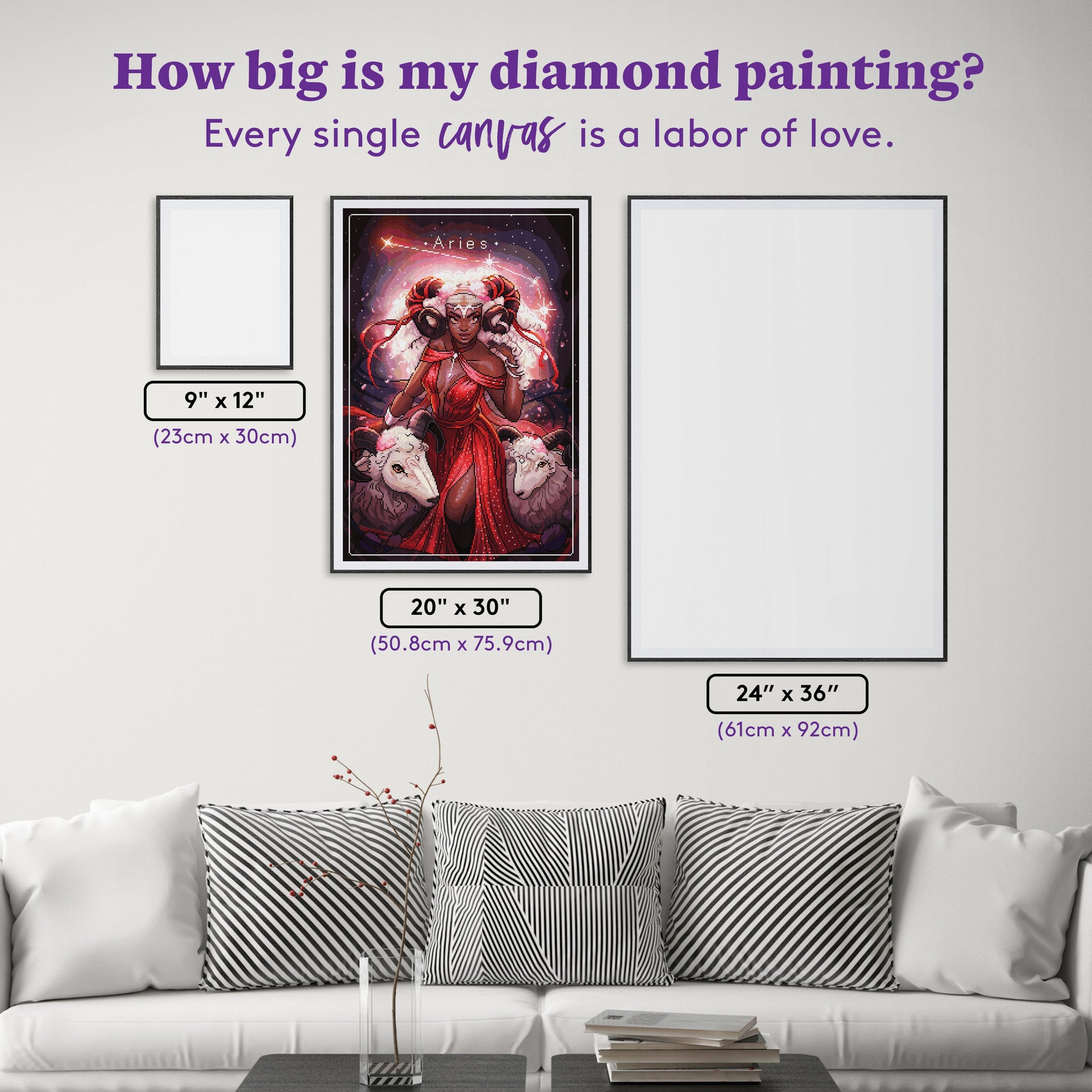 Diamond Painting Aries - CB 20" x 30" (50.8cm x 75.9cm) / Square with 64 Colors including 2 ABs and 1 Iridescent Diamond and 4 Fairy Dust Diamonds / 62,220