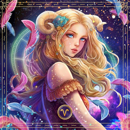 Diamond Painting Aries 22" x 22" (55.8cm x 55.8cm) / Square with 64 Colors including 4 ABs and 1 Iridescent Diamonds / 50,176