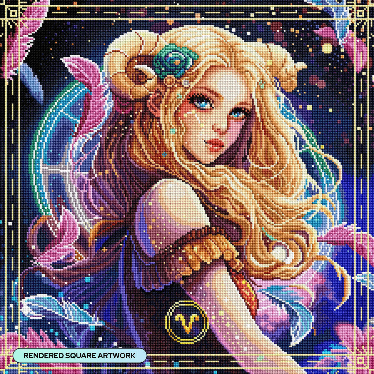 Diamond Painting Aries 22" x 22" (55.8cm x 55.8cm) / Square with 64 Colors including 4 ABs and 1 Iridescent Diamonds / 50,176