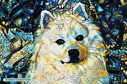 Diamond Painting Arthur the American Eskimo Dog 33" x 22" (83.6cm x 55.8cm) / Square with 87 Colors including 3 ABs and 3 Fairy Dust Diamonds / 75,264