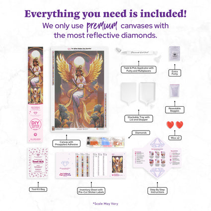 Diamond Painting Aset, Goddess of Magic and Healing 20" x 31" (50.7cm x 78.7cm) / Round with 52 Colors including 3 ABs and 1 Fairy Dust Diamonds / 50,861