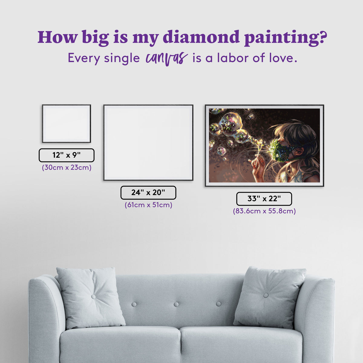 Diamond Painting Ashes 33" x 22" (83.6cm x 55.8cm) / Square with 62 Colors including 4 ABs and 1 Fairy Dust Diamond / 75,264