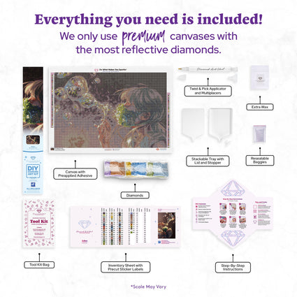 Diamond Painting Ashes 33" x 22" (83.6cm x 55.8cm) / Square with 62 Colors including 4 ABs and 1 Fairy Dust Diamond / 75,264
