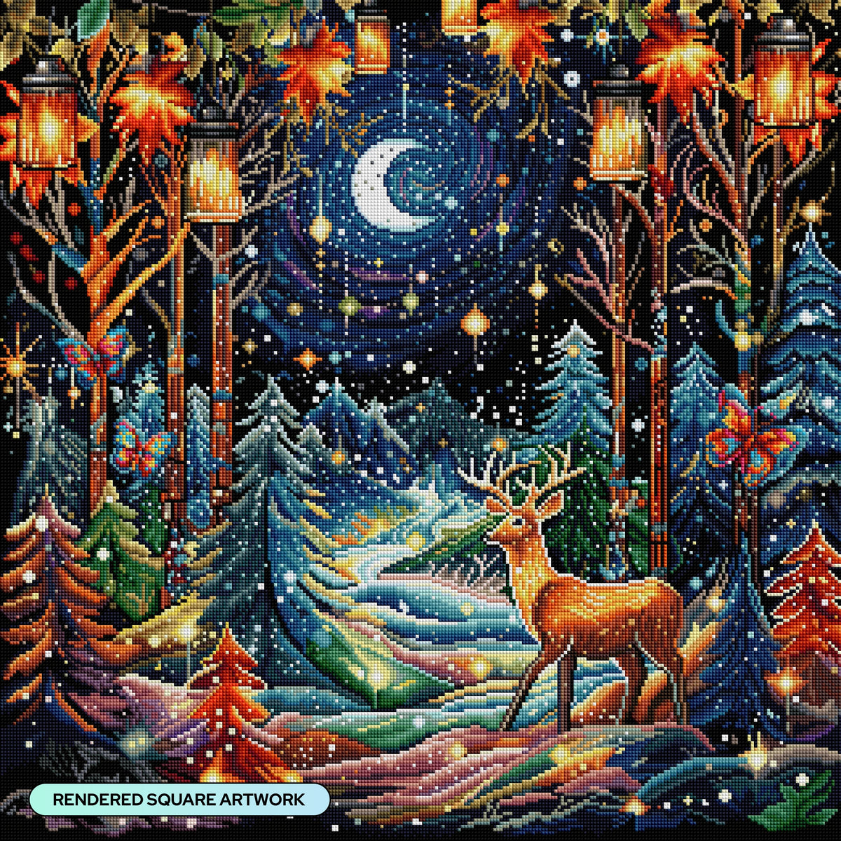 Diamond Painting Aspen Glow 25.6" x 25.6" (65cm x 65cm) / Square with 67 Colors including 3 ABs and 1 Fairy Dust Diamond / 68,121