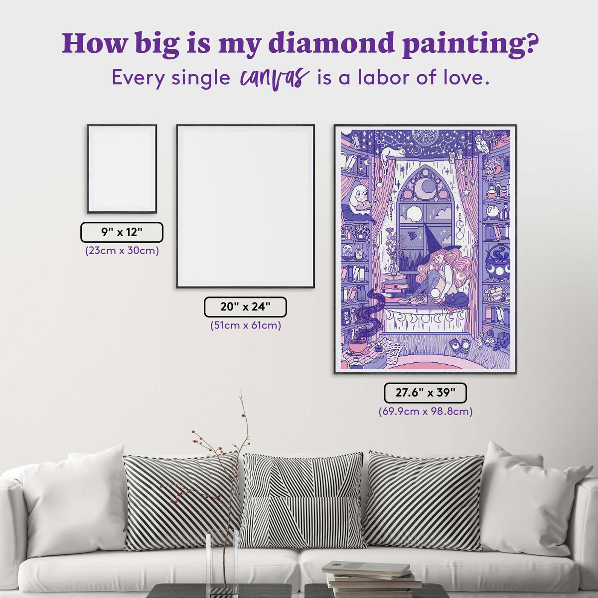 Diamond Painting Astronomy Witch 27.6" x 39" (69.9cm x 98.8cm) / Square with 21 Colors including 2 ABs and 1 Frosted Diamond and 1 Fairy Dust Diamond / 111,557