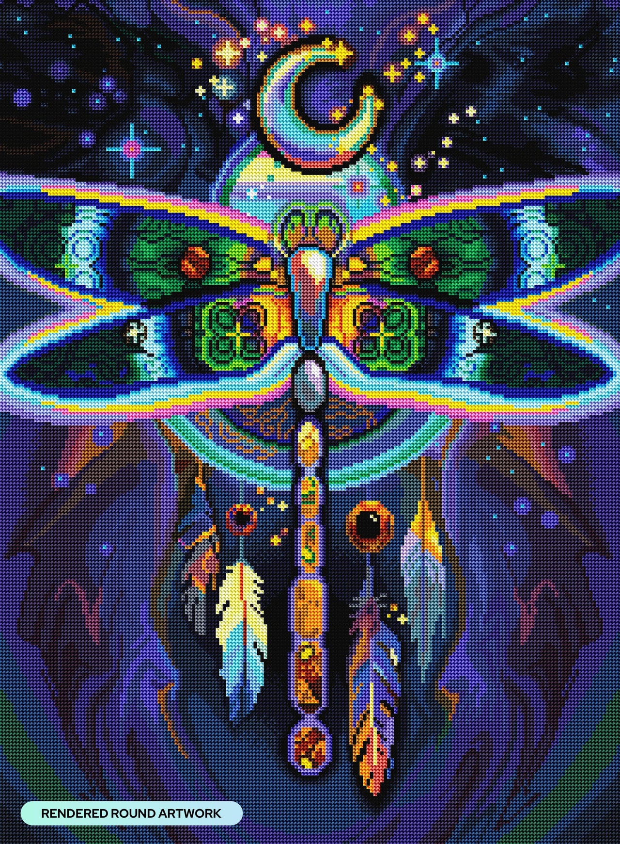 Diamond Painting Aura of the Dragonfly 20" x 27" (50.7cm x 69cm) / Round With 62 Colors Including 4 ABs and 2 Glow in the Dark Diamonds and 3 Fairy Dust Diamonds / 44,526