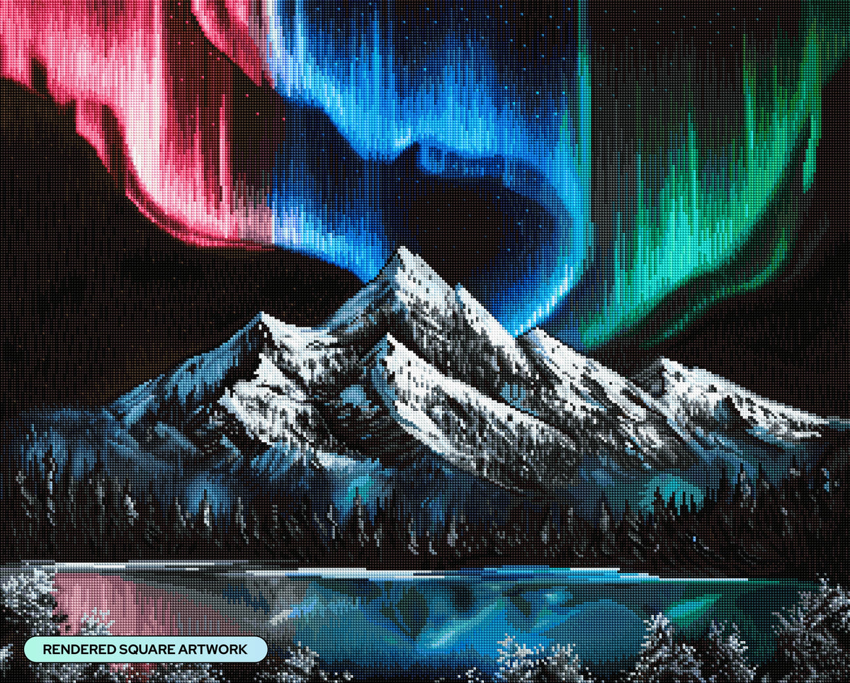 Diamond Painting Aurora Brilliance 31.9" x 25.6" (80.9cm x 65cm) / Square with 70 Colors including 2 ABs and 6 Fairy Dust Diamonds / 84,825