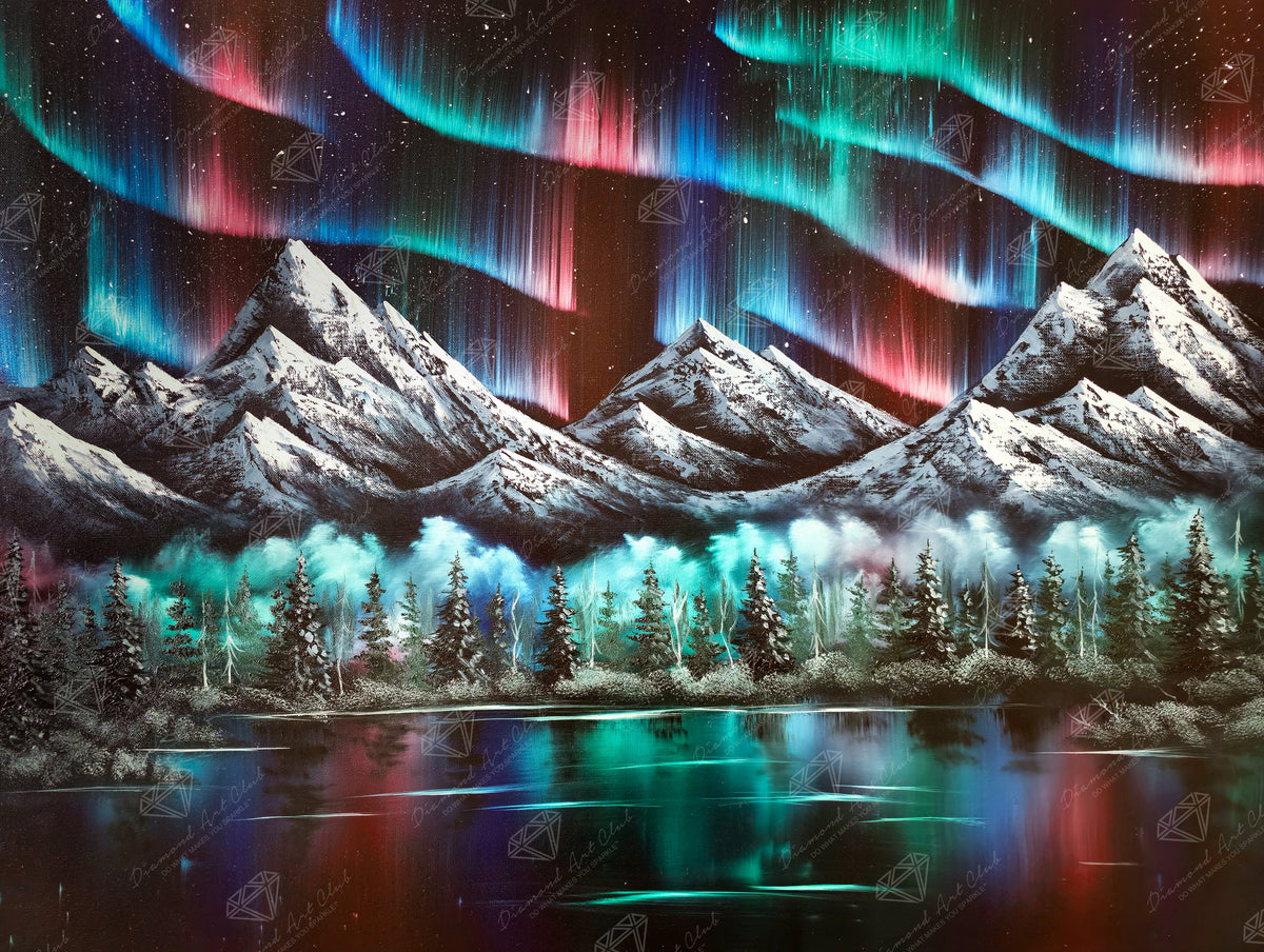 Diamond Painting Aurora Lake 36.6" x 27.6" (92.8cm x 69.9cm) / Square with 90 Colors including 2 ABs and 6 Fairy Dust Diamonds / 104,813