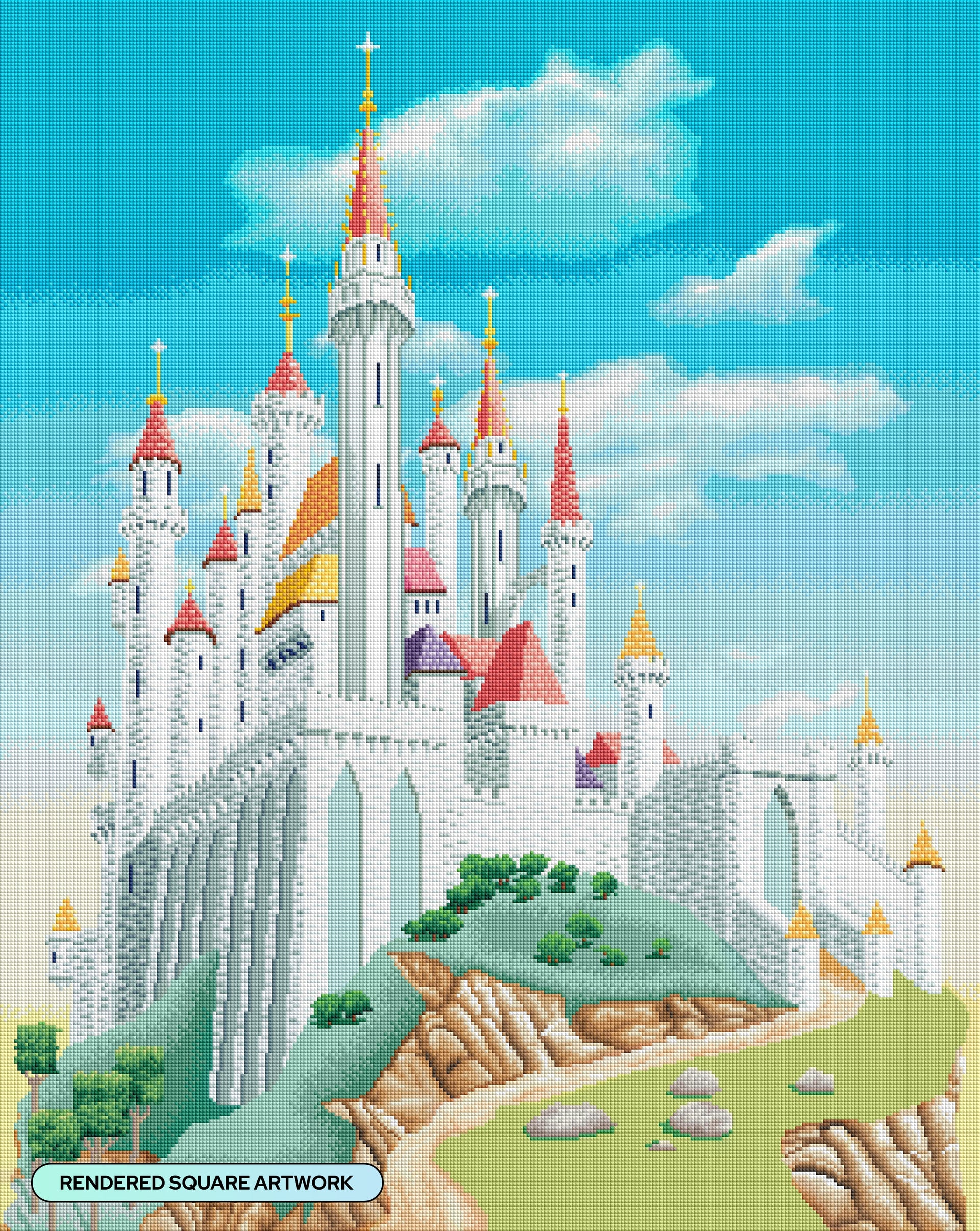 Diamond Painting Aurora's Castle 27.6" x 34.7" (69.9cm x 87.9cm) / Square with 54 Colors including 1 AB and 5 Fairy Dust Diamonds / 99,193