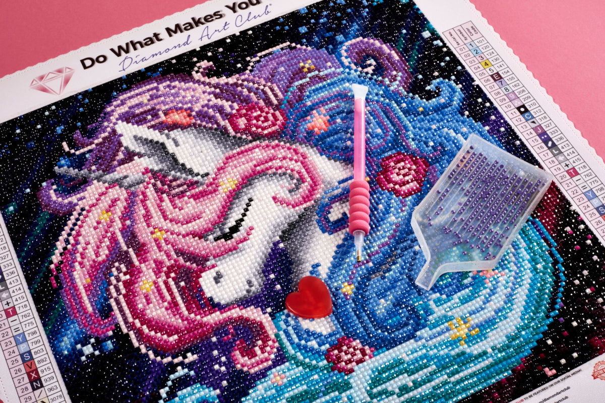 Diamond Painting Aurora the Unicorn 13" x 13" (33cm x 33cm) / Round with 37 Colors including 5 ABs / 13,456