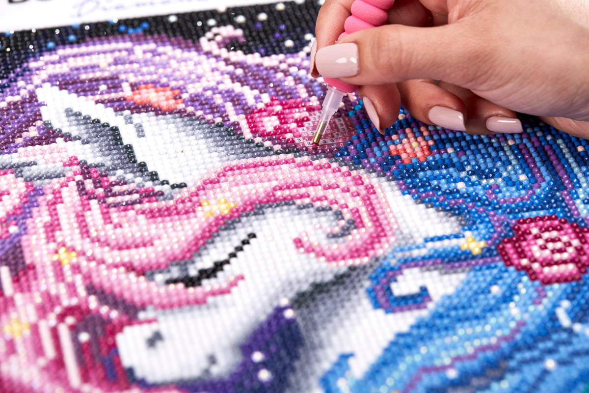 Diamond Painting Aurora the Unicorn 13" x 13" (33cm x 33cm) / Round with 37 Colors including 5 ABs / 13,456