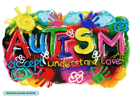 Diamond Painting Autism - Accept Understand Love 27" x 20" (68.5cm x 50.8cm) / Square With 58 Colors Including 4 ABs and 2 Fairy Dust Diamonds / 37,591