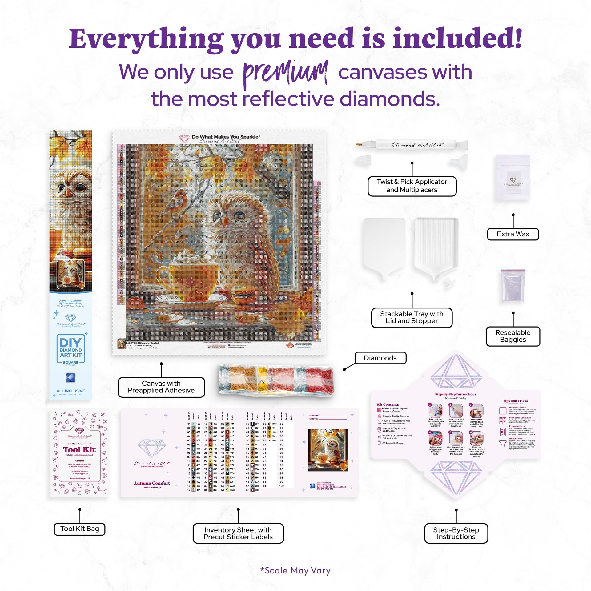 Diamond Painting Autumn Comfort 22" x 23" (55.8cm x 58.8cm) / Square with 73 Colors including 2 ABs and 2 Fairy Dust Diamonds / 52,864