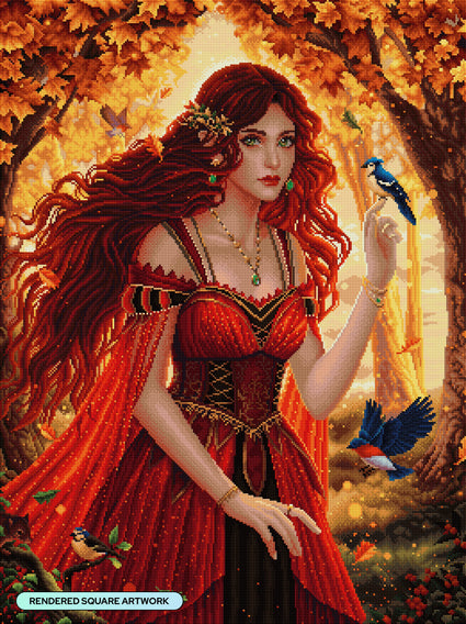 Diamond Painting Autumn Fairy 25.6" x 34.3" (65cm x 86.9cm) / Square with 72 Colors including 2 ABs and 6 Fairy Dust Diamonds / 91,089