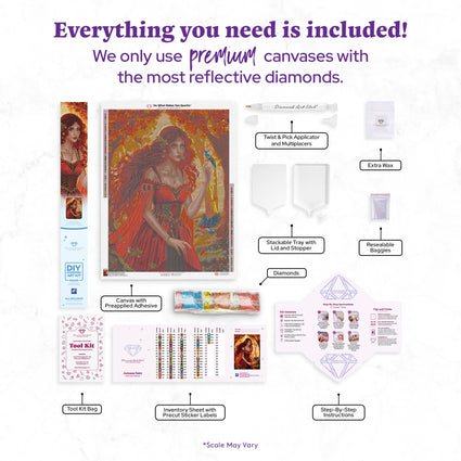 Diamond Painting Autumn Fairy 25.6" x 34.3" (65cm x 86.9cm) / Square with 72 Colors including 2 ABs and 6 Fairy Dust Diamonds / 91,089