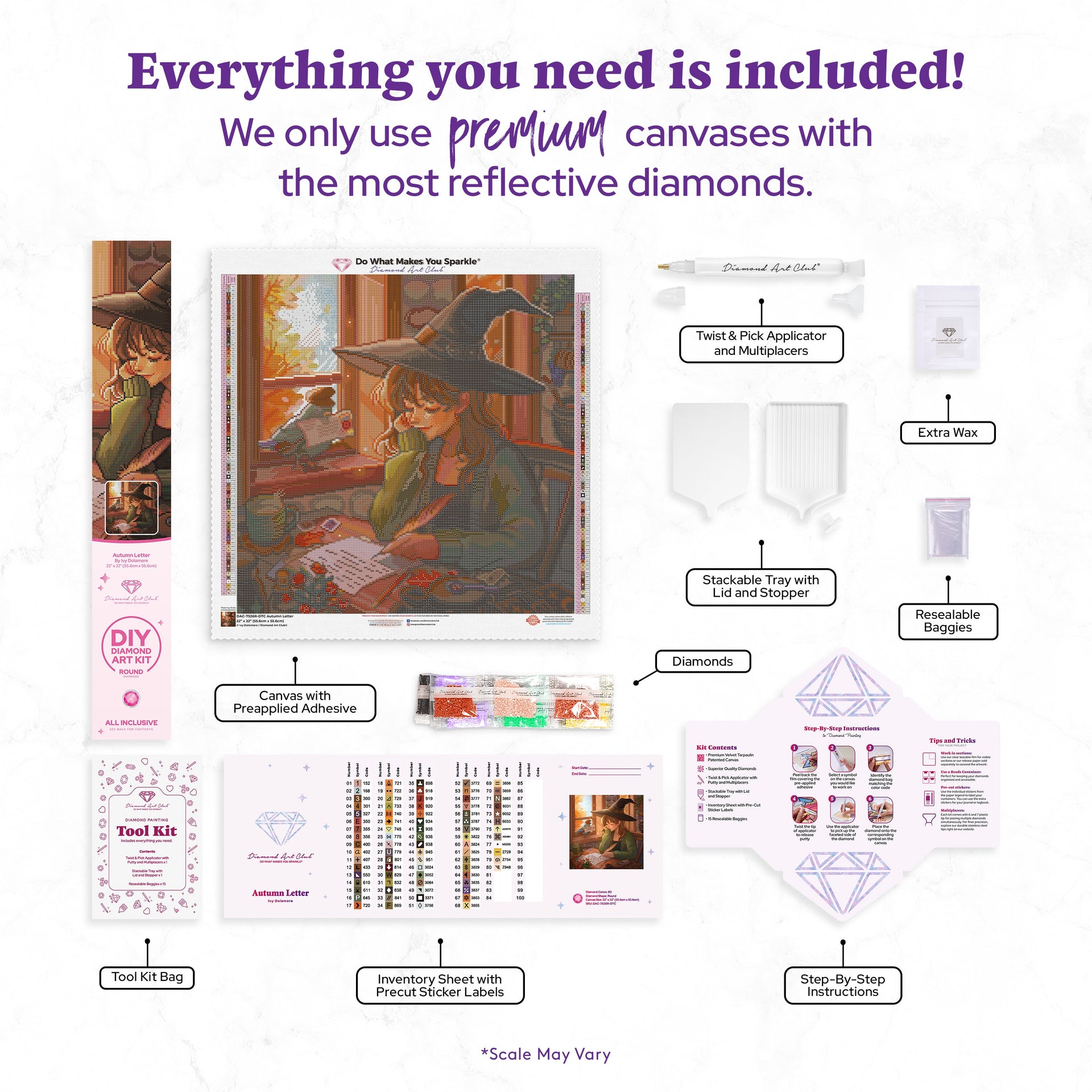 Diamond Painting Autumn Letter 22" x 22" (55.6cm x 55.6cm) / Round With 80 Colors Including 2 ABs and 1 Frosted Diamond and 3 Fairy Dust Diamonds / 40,804