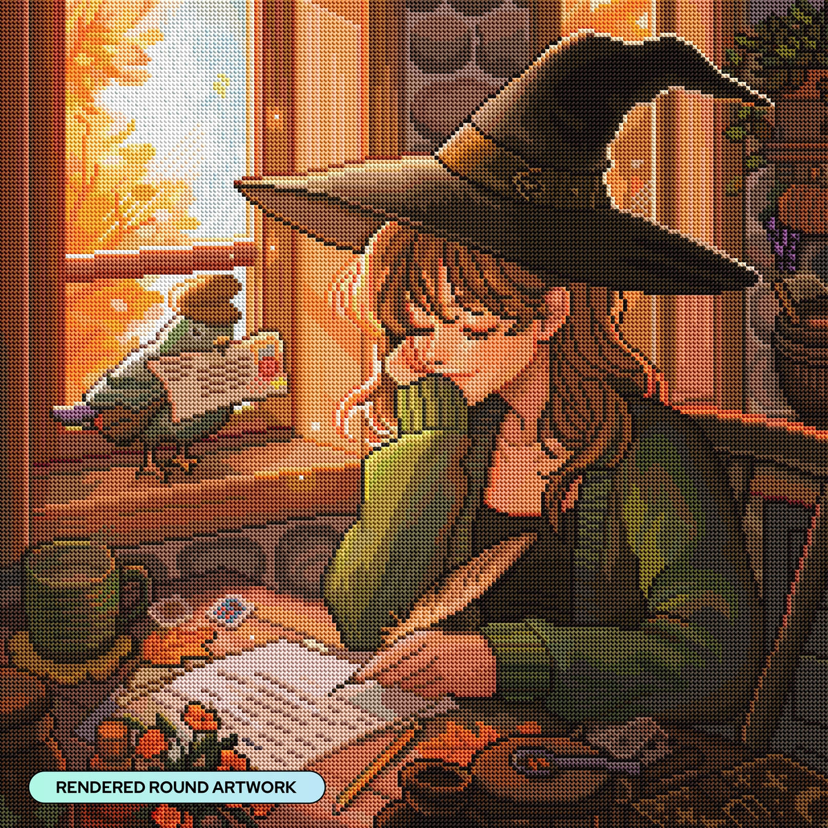 Diamond Painting Autumn Letter 22" x 22" (55.6cm x 55.6cm) / Round With 80 Colors Including 2 ABs and 1 Frosted Diamond and 3 Fairy Dust Diamonds / 40,804