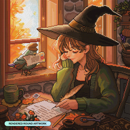 Diamond Painting Autumn Letter 22" x 22" (55.6cm x 55.6cm) / Round With 80 Colors Including 2 ABs and 1 Frosted Diamond and 3 Fairy Dust Diamonds / 40,804